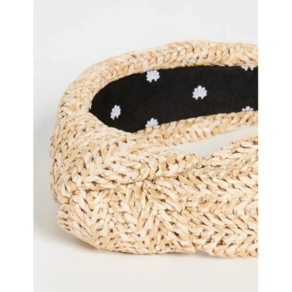 Lele Sadoughi Raffia Knitted Headband Tan Raffia Knotted One Size Summer